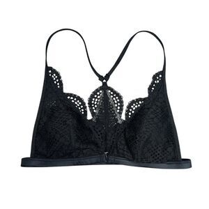 Victoria's Secrete Bra Women's Black Front-Close Bralette Crochet Lace Racerback